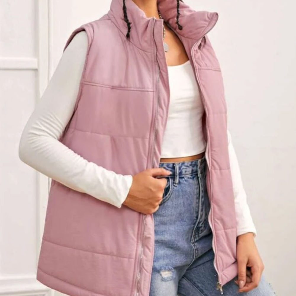 Dusty Pink Zip Up Winter Vest in M - Picture 1 of 4